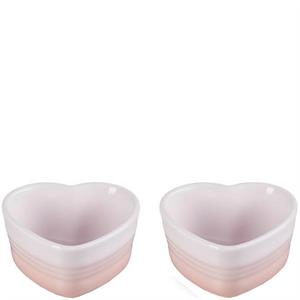 Le Creuset Stoneware Set of Two Shell Pink Heart Ramekin 300ml
